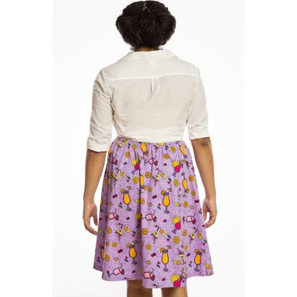 Lindy Bop Purple Summer Cocktails Skirt - Picture 6 of 8